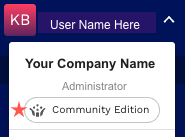 Community Edition account status in user dropdown menu