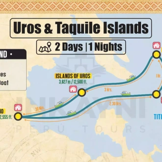 tourhub | Inkayni Peru Tours | 02 Day Titicaca Lake and Uros, Tquile & Amantani Islands | Tour Map