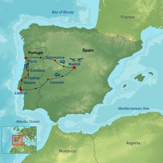 tourhub | Indus Travels | Treasures of Madrid and Portugal | Tour Map