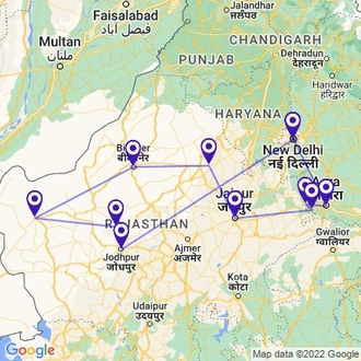 tourhub | UncleSam Holidays | Heritage Tour of Rajasthan | Tour Map