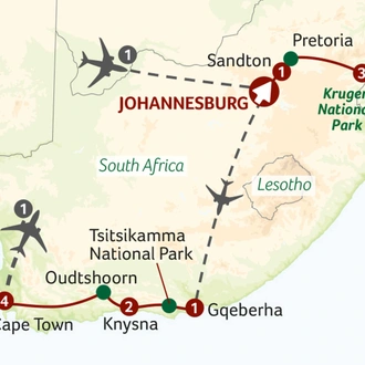 tourhub | Saga Holidays | Sensational South Africa | Tour Map