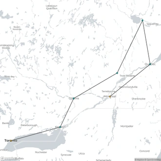 tourhub | Today Voyages | Quebec & Ontario 12 nights | Tour Map