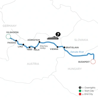 tourhub | Avalon Waterways | Danube Dreams (Eastbound) (Visionary) | Tour Map