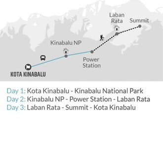 tourhub | Bamba Travel | Mount Kinabalu Trek 3D/2N | Tour Map
