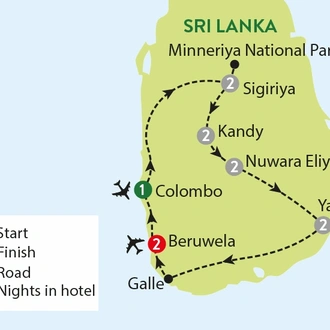 tourhub | Travelsphere | Highlights of Sri Lanka | Tour Map