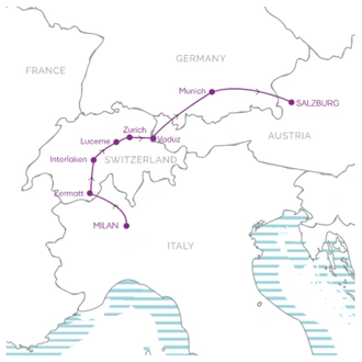 tourhub | U. | 10-Days Cheese & Alps - Euro Rail Trail | Tour Map