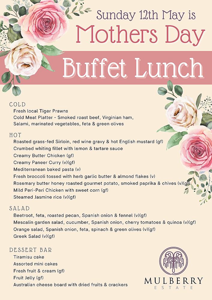 Mother's Day Lunch menu
