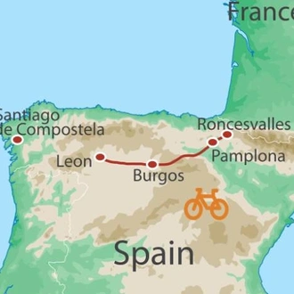 tourhub | UTracks | Spanish Camino by Bike: The Pyrenees to Leon | Tour Map