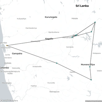 tourhub | Ran Lanka Tour Holidays (pvt) Ltd | Exploring the Knuckles Mountain Range | Tour Map