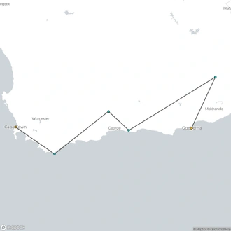 tourhub | Encounters Travel | The Garden Route tour - 8 days | Tour Map