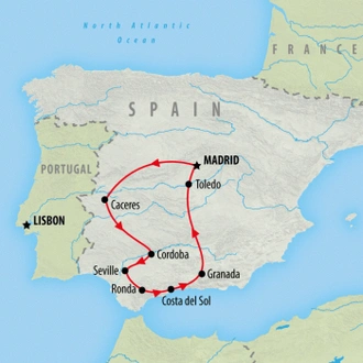 tourhub | On The Go Tours | Madrid & Southern Spain - 9 days | Tour Map