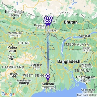 tourhub | UncleSam Holidays | North East India Tour from Kolkata | Tour Map