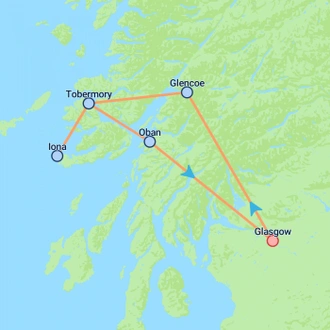 tourhub | On The Go Tours | Magic Mull From Glasgow (Hotel) - 3 days | Tour Map