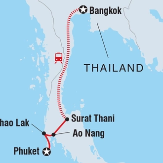 tourhub | Intrepid Travel | Thailand Beaches: Bangkok to Phuket | Tour Map