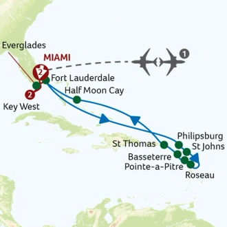 tourhub | Titan Travel | Miami, Key West and Treasured Islands of the Caribbean Cruise and Tour | Tour Map