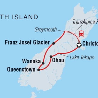 tourhub | Intrepid Travel | New Zealand Southern Pioneer | Tour Map