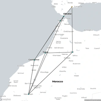 tourhub | Julia Travel | Special Package: Morocco and the Imperial Cities in Depth from Costa del Sol | Tour Map