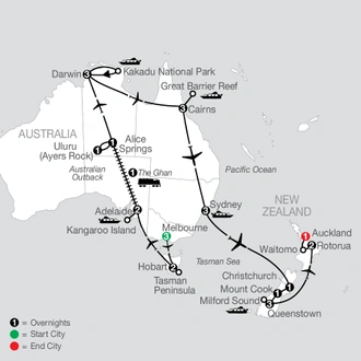 tourhub | Globus | Ultimate South Pacific with the Legendary Ghan Train | Tour Map