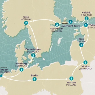 tourhub | Topdeck | Get Social: Northern & Eastern Europe Highlights 2025 | Tour Map