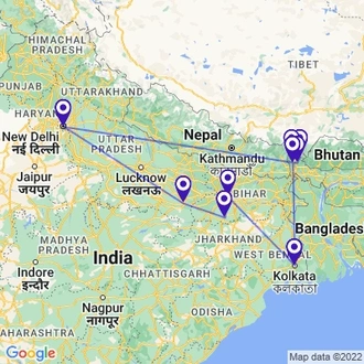 tourhub | Holidays At | Buddhist Temple with North East India Tour | Tour Map