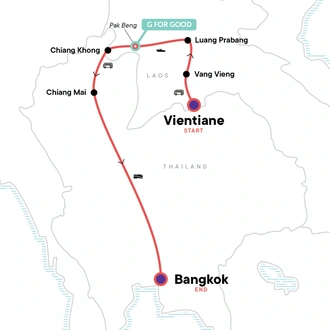 tourhub | G Adventures | Laos & Thailand: Night Markets & Mekong | Tour Map