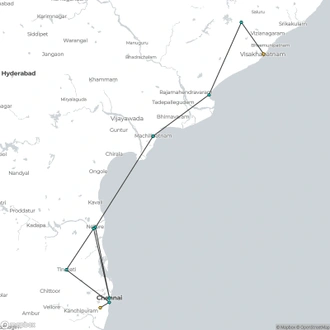 tourhub | Agora Voyages | East Coast Explorer: Vizag to Chennai Journey | Tour Map