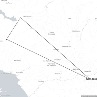 tourhub | Destiny Travel Costa Rica | 3 Days - 2 Nights: Arenal Volcano & Monteverde Adventure from San Jose | Tour Map