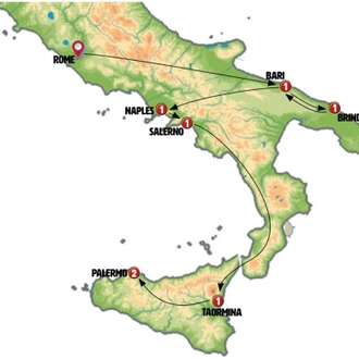 tourhub | Europamundo | Beautiful of Puglia, Campania and Sicily | Tour Map