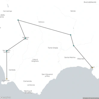 tourhub | The Natural Adventure | Walking Cammino di San Nilo in Cilento | Tour Map