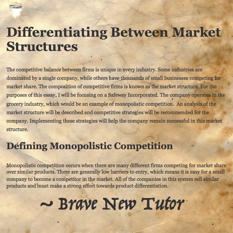 market structure essay questions
