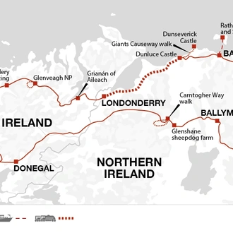 tourhub | Explore! | Walk Northern Ireland and Donegal | Tour Map