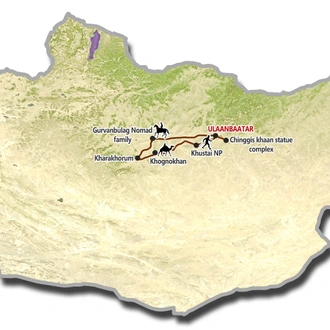 tourhub | Tour Mongolia | Essence of Mongolia - 5 Days | Tour Map
