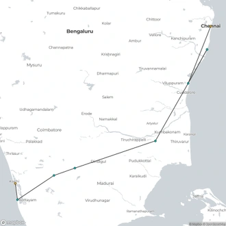 tourhub | UncleSam Holidays | Boutique South India Tour | Tour Map