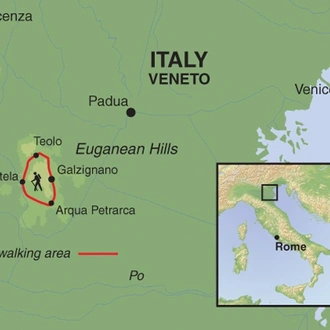 tourhub | Exodus Adventure Travels | Walking in the Venetian Hills | Tour Map