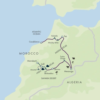 tourhub | Exodus Adventure Travels | Treasures of Morocco - Premium Adventure | Tour Map