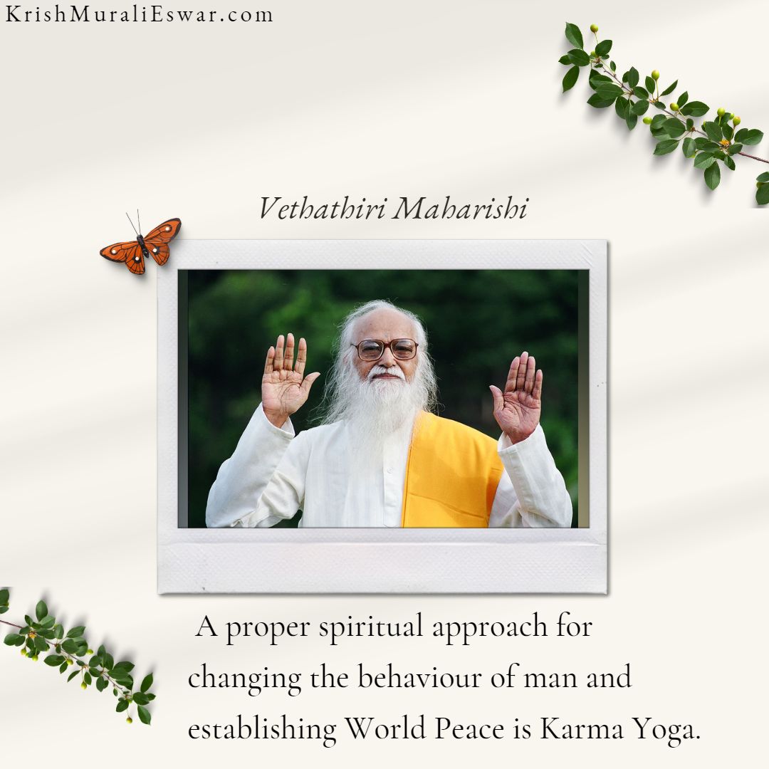 Karma Yoga and World Peace Quote by Vethathiri Maharishi