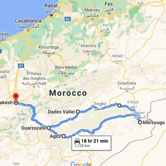 tourhub | Morocco Private Tours | 5 Days Tour To Morocco Sahara Desert From Marrakech | Tour Map