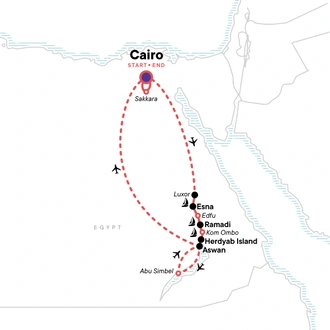 tourhub | G Adventures | Egypt: Pyramids, Temples & the Nile | Tour Map