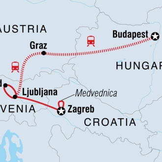 tourhub | Intrepid Travel | Europe Christmas Markets: Budapest to Zagreb | Tour Map