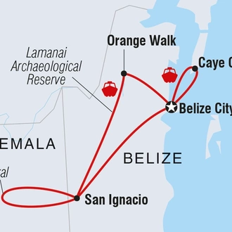 tourhub | Intrepid Travel | Land of Belize | Tour Map