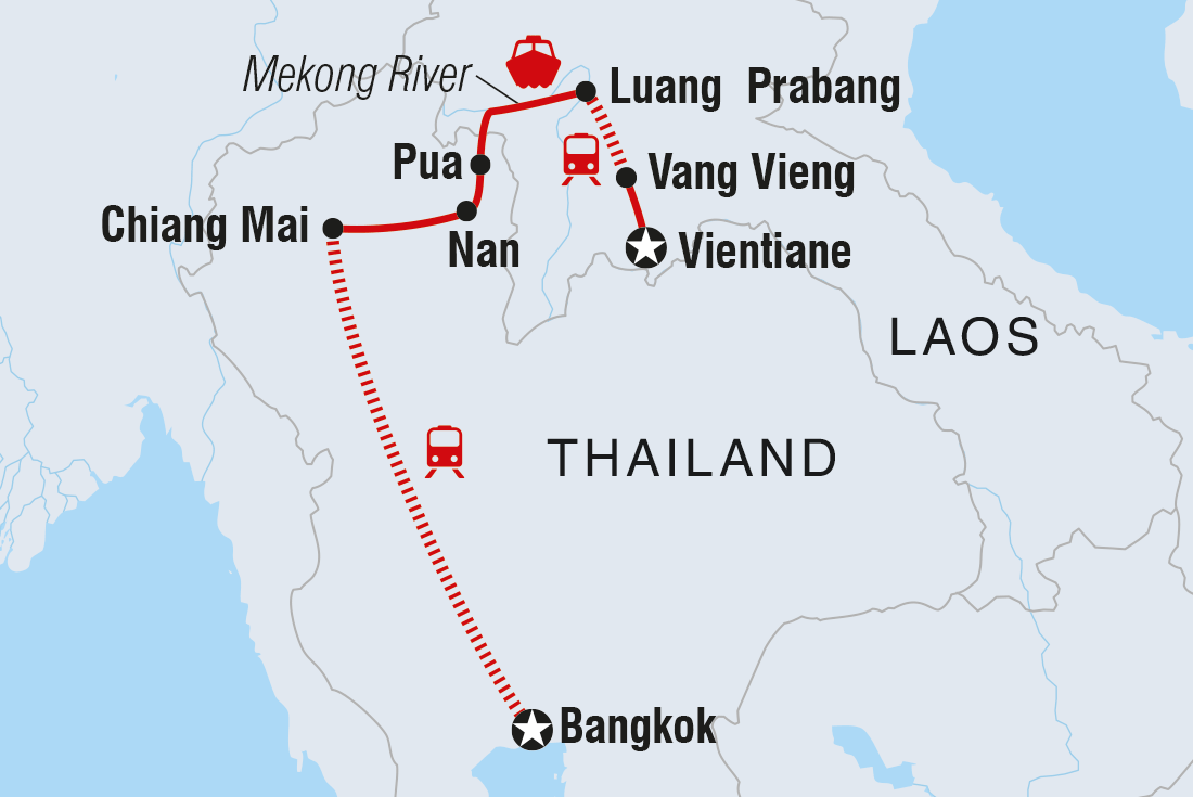 tourhub | Intrepid Travel | Real Thailand & Laos | Tour Map