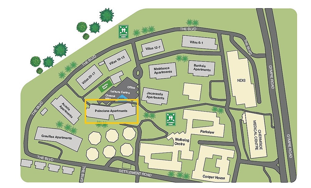 A map of Wheller on The Park retirement village