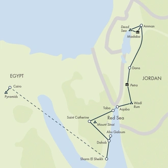 tourhub | Exodus | Bedouin Trails of Jordan & Egypt | Tour Map