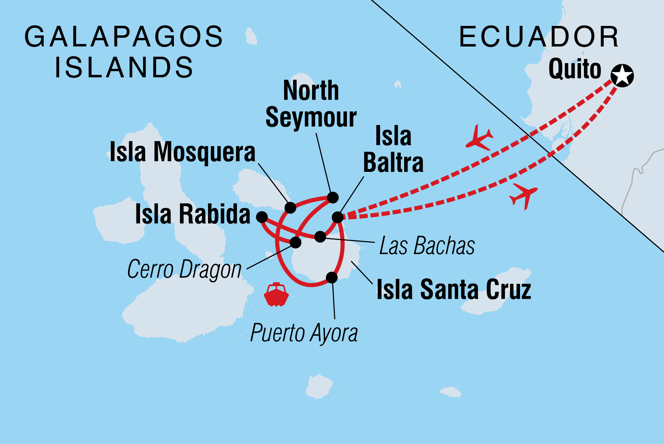 tourhub | Intrepid Travel | Galapagos Explorer: Central Islands (Grand Queen Beatriz) | Tour Map