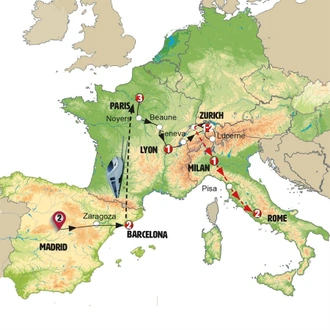 tourhub | Europamundo | Spain, France and Switzerland | Tour Map
