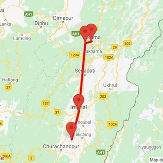 tourhub | Agora Voyages | Nagaland & Manipur Tribal Communities & Nature Trails | Tour Map