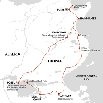 tourhub | Explore! | Best of Tunisia | Tour Map