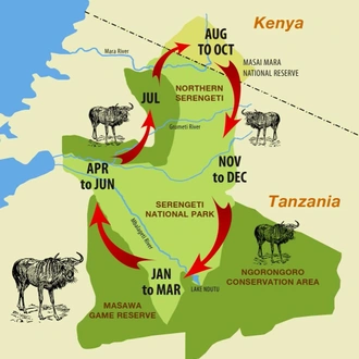 tourhub | Africa Safari Bookings Advisory Center | 6 Days Masai Mara Wildebeest Migration Safari | Tour Map