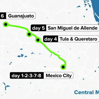 tourhub | Culture Trip | Authentic Central Mexico | Tour Map