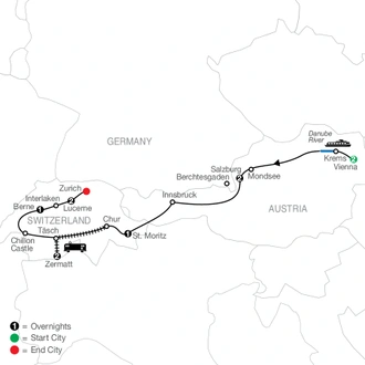 tourhub | Globus | The Best of Austria & Switzerland | Tour Map